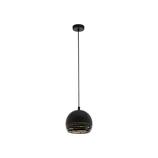 Lampadario Industrial Camastra 1 Luce Acciaio Nero E Oro