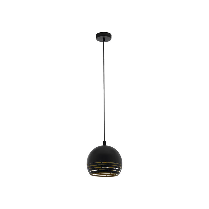 Lampadario Industrial Camastra 1 Luce Acciaio Nero E Oro