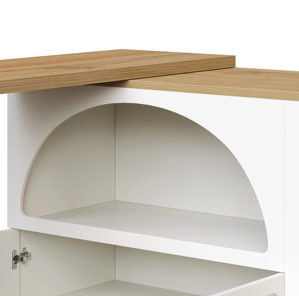 Tavolo bar estensibile mobile con LED e USB 135-205x39x100 cm in MDF bianco