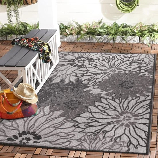 Tappeto per balcone resistente all'acqua - impermeabile - per esterno - terrazza - giardino - soggiorno - bagno - cucina - grigio scuro - 120 x 170 cm
