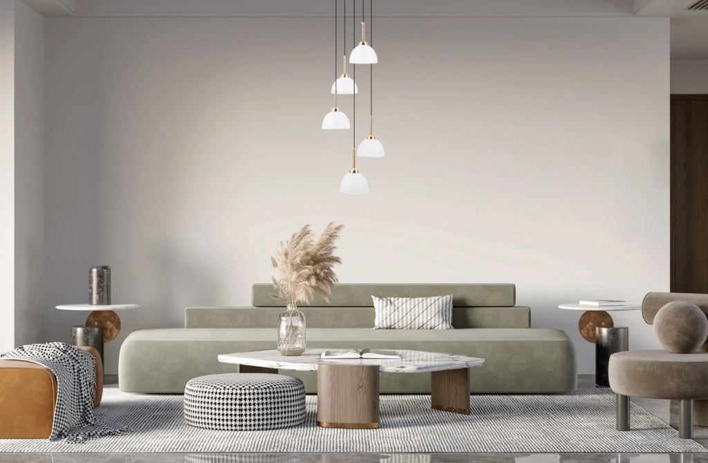 Lampadario MONTIELA tondo nero-oro cupole satinate LED 25W Italux
