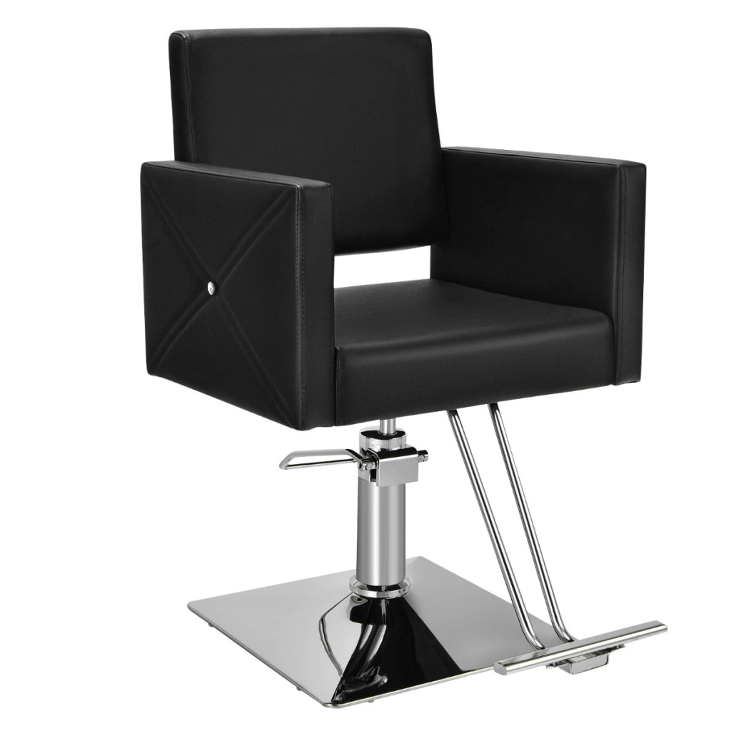 Sedia da barbiere con pompa idraulica pesante, Sedia da salone di bellezza con base galvanica portat 150kg Nero-Cura dei capelli