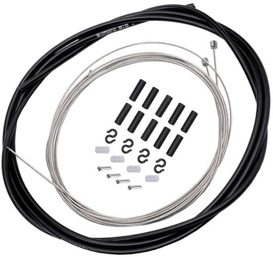 Cavo di Accoppiamento per Bicicletta - Set di Alta Qualità - Cavo di Accoppiamento per Bicicletta - Manico in Acciaio Inox - Cassetta in PVC - Lunghezza 2m - Compreso O-Ring - Kit di Interruttori