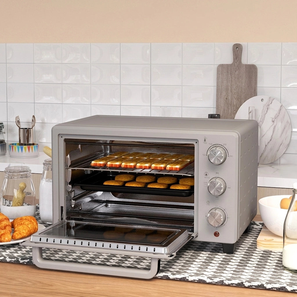 Mini Forno Elettrico 21 L 1400 W in Acciaio Inox con 3 Modalità; 100-230°C e Timer 60 Min