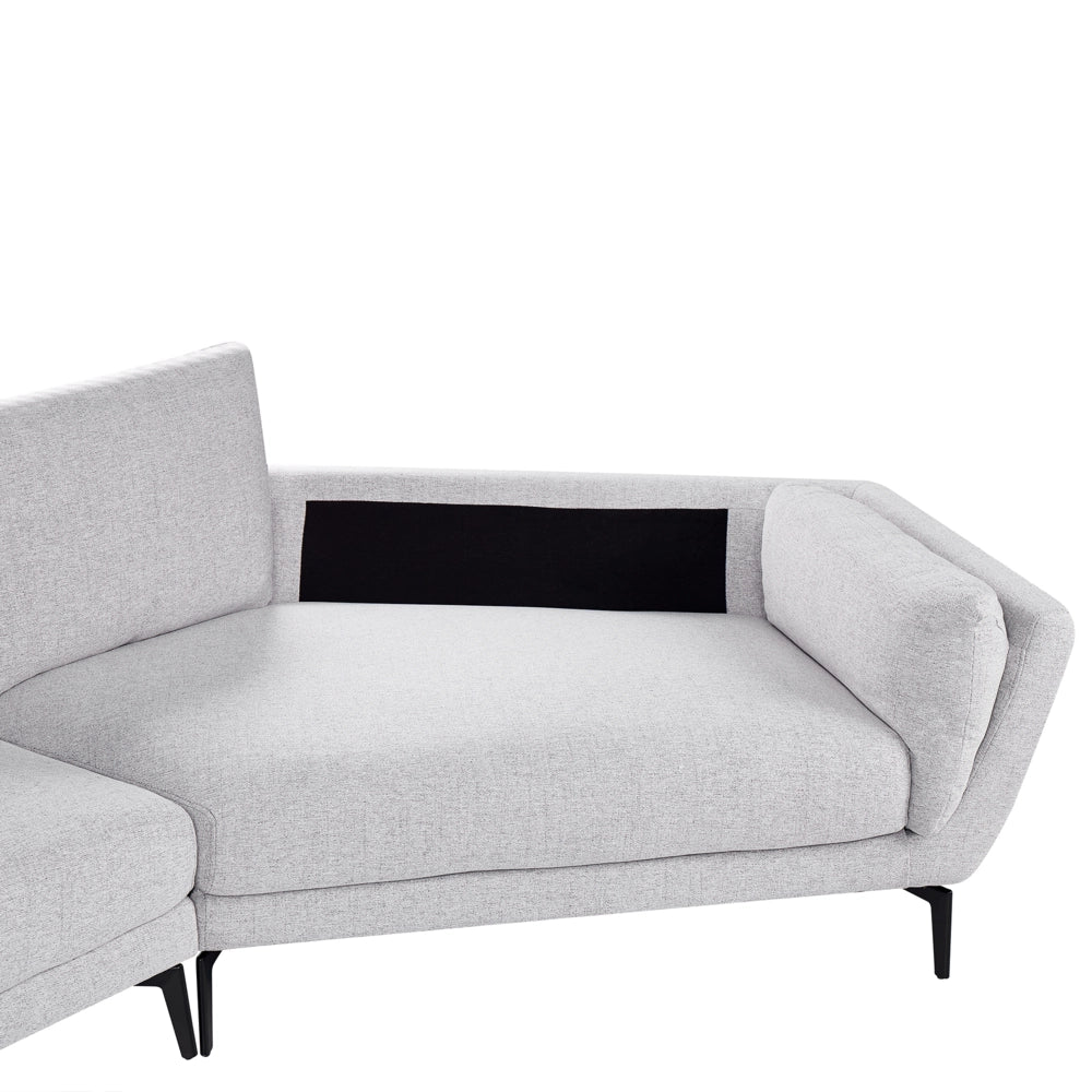 Divano a 3 posti in tessuto grigio chiaro con schienale imbottito elegante moderno minimalista