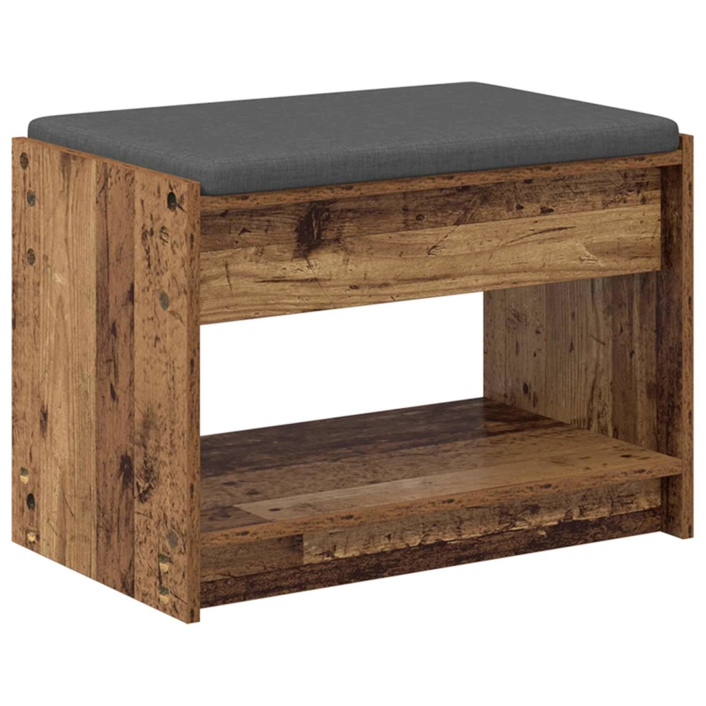 Panca per ingresso con cuscino Legno vecchio 63 x 38 x 45 cm