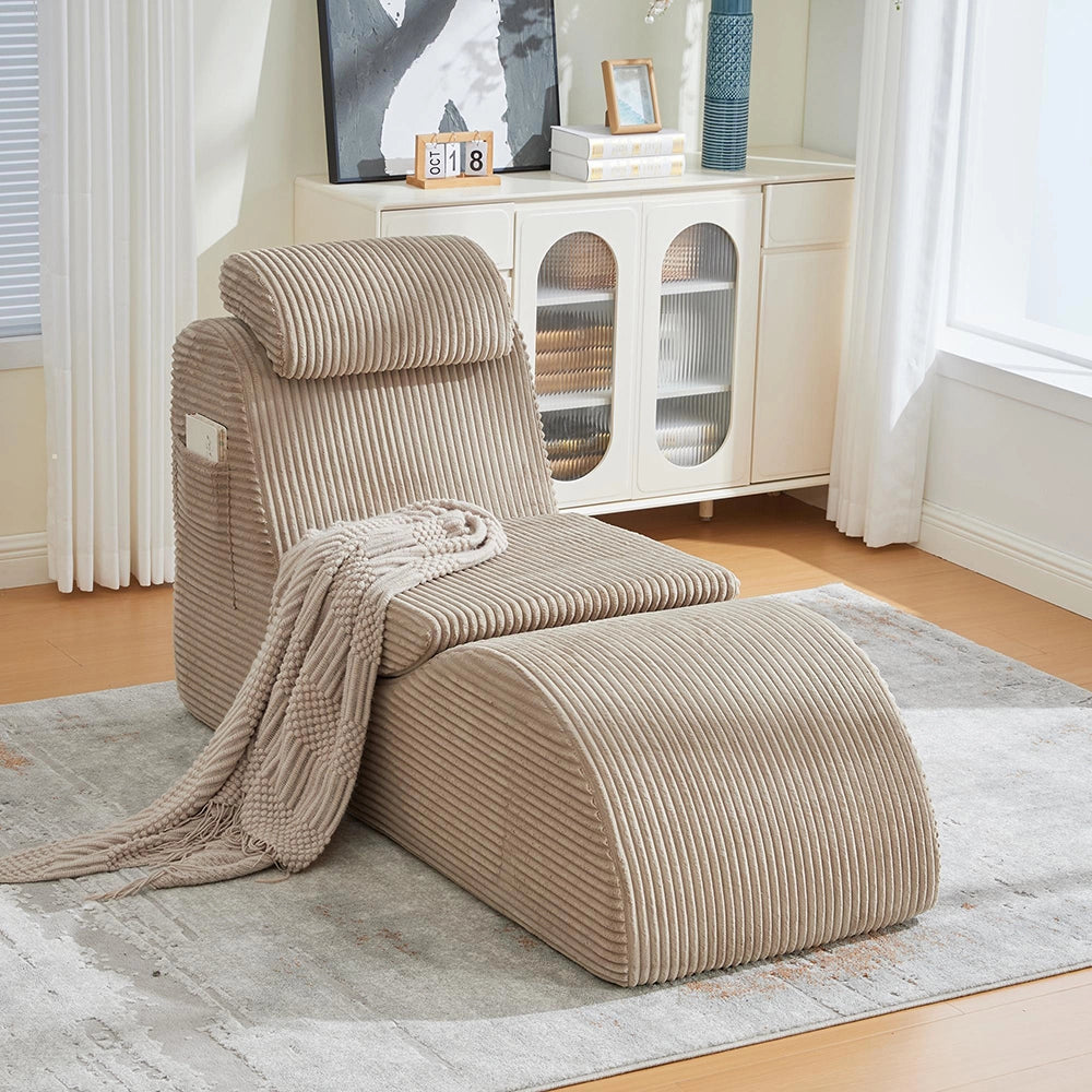 Sedia relax moderna - Xylo - Design ergonomico, schiuma elastica, cuscino rimovibile, tasca laterale, kaki