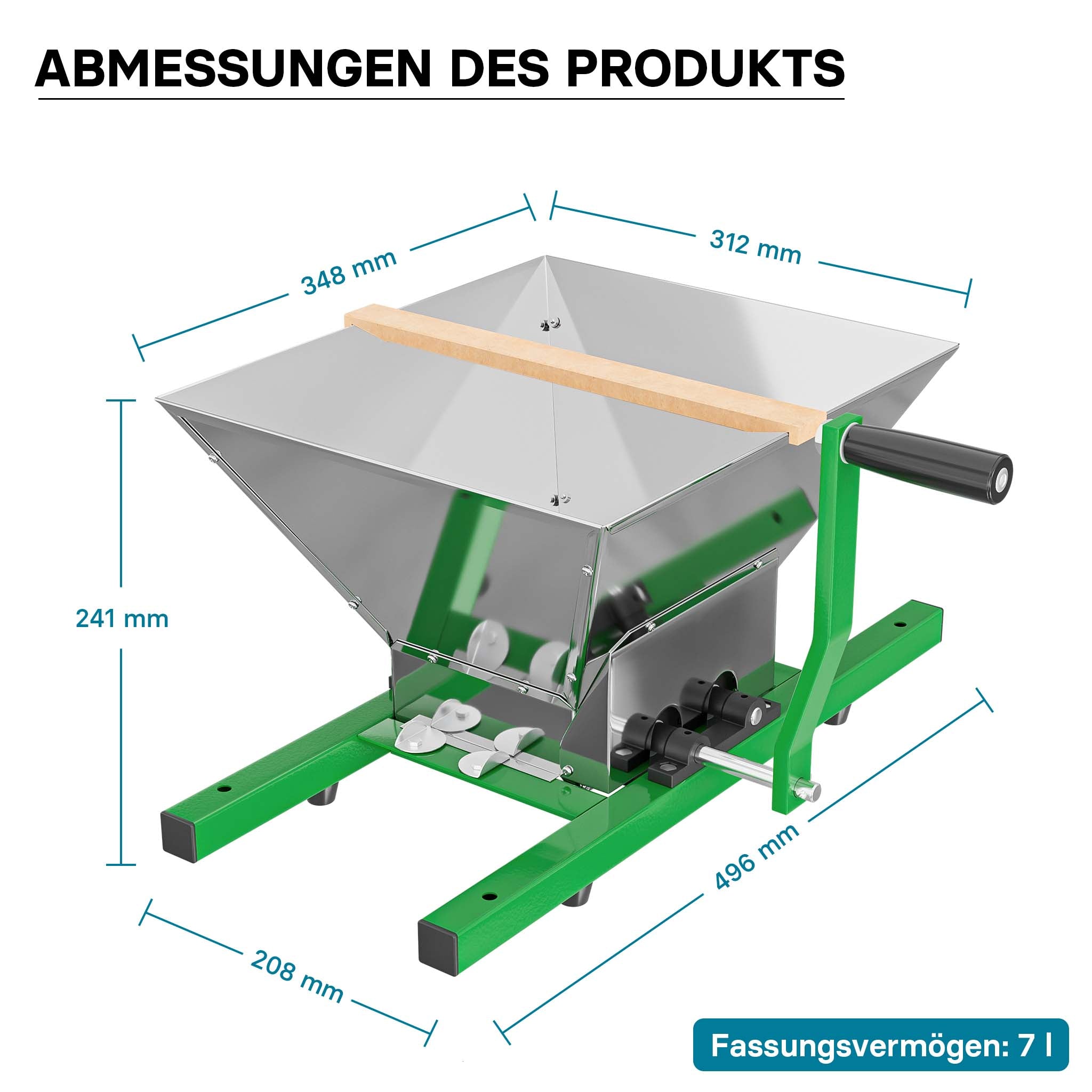 Set Mulino macina frutta 7 l e Torchio frutta 12 l con gabbia in legno e scacco di spremitura