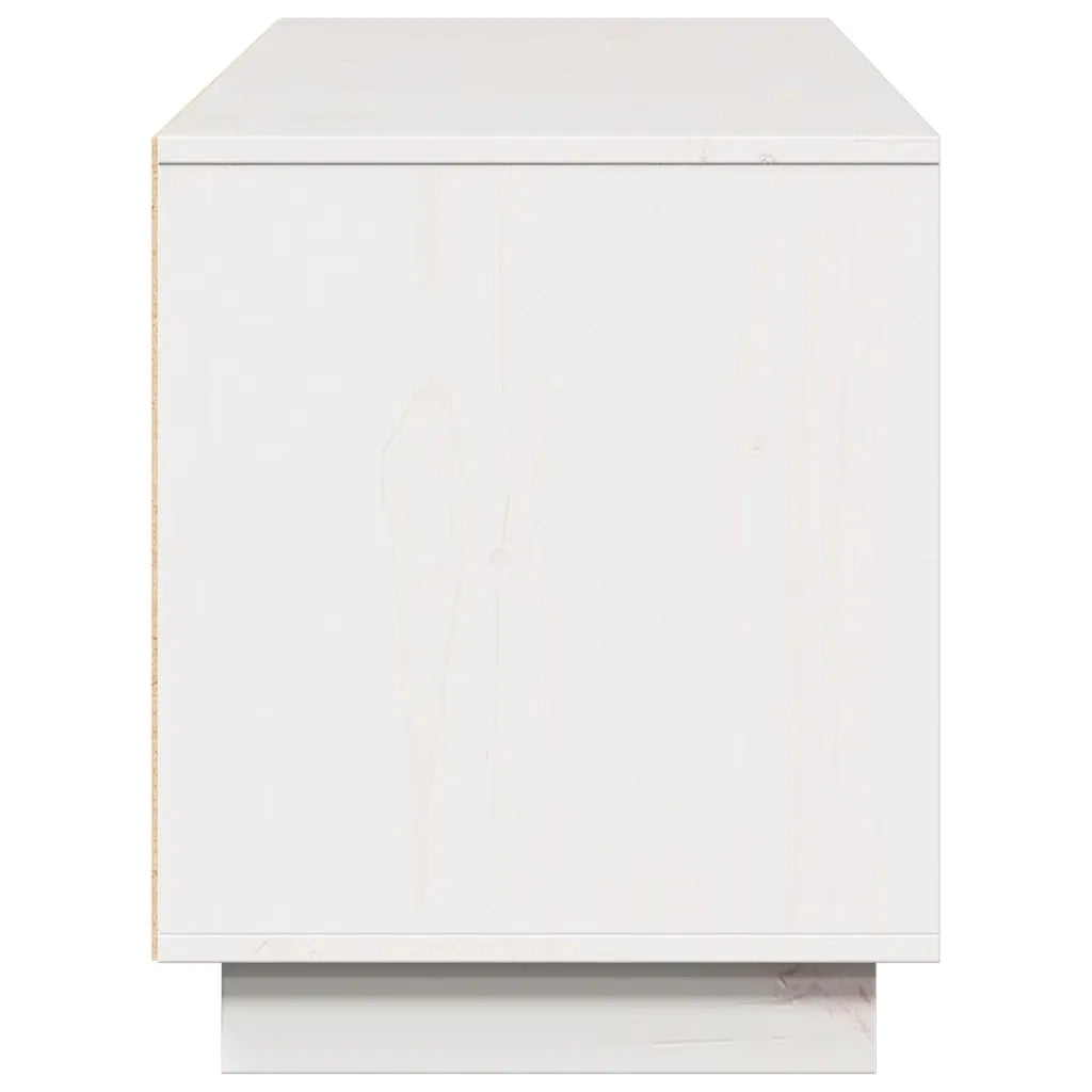Mobile Porta TV Bianco 156x37x45 cm in Legno Massello di Pino