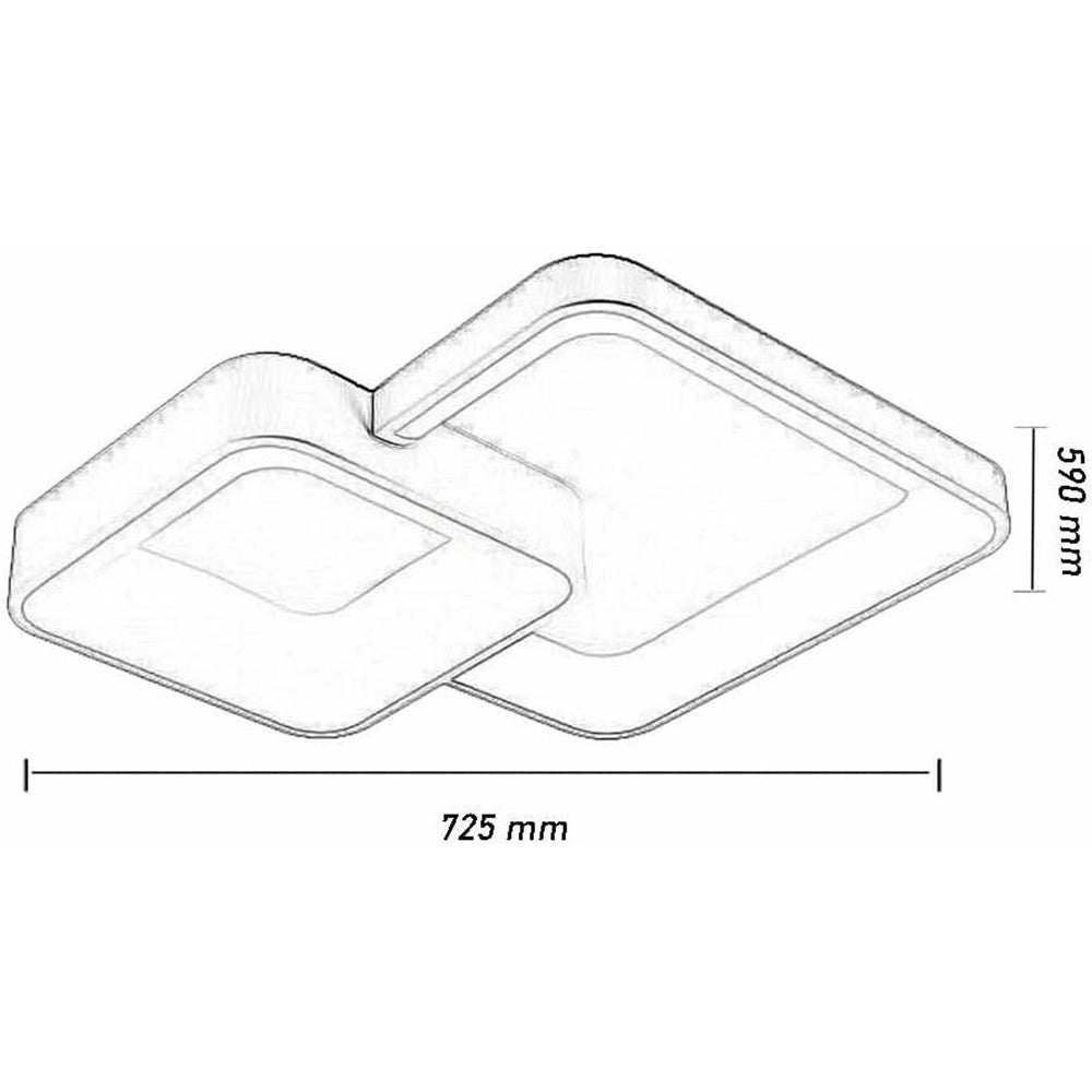 Trade Shop - Plafoniera Soffitto Led 58w 2 Quadrati Lampadario Cct 3 Colorazioni 3000k A 6500k C59-3c - Bianco