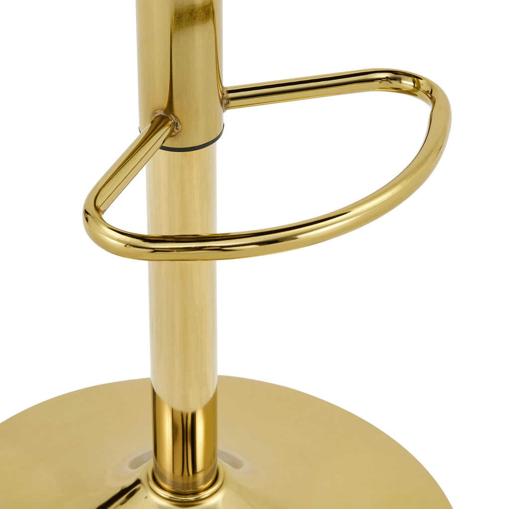 Sgabello da bar regolabile bianco e oro, girevole a 360°, altezza 62-83 cm