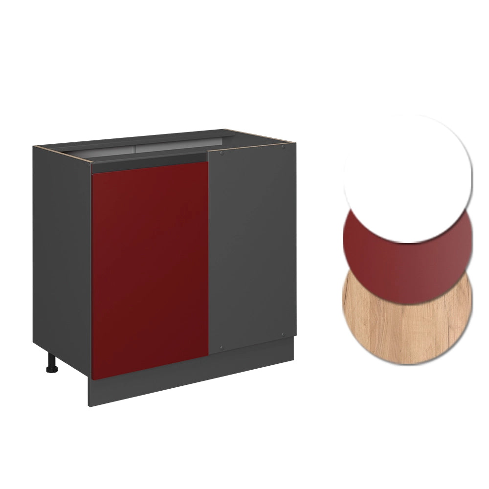 Mobile ad angolo cucina R-Line Rosso/Antracite 86 cm Forma a J, senza piano di lavoro Vicco