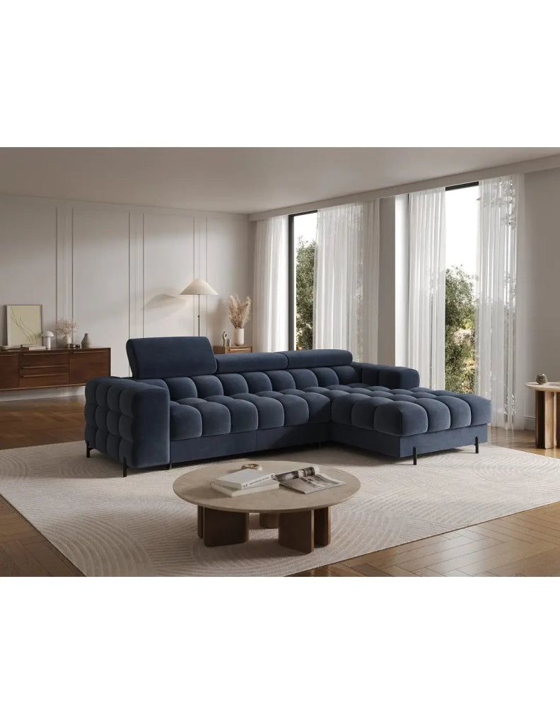 Divano ad angolo destro convertibile Blu design elegante 285x99x181cm FILTRO