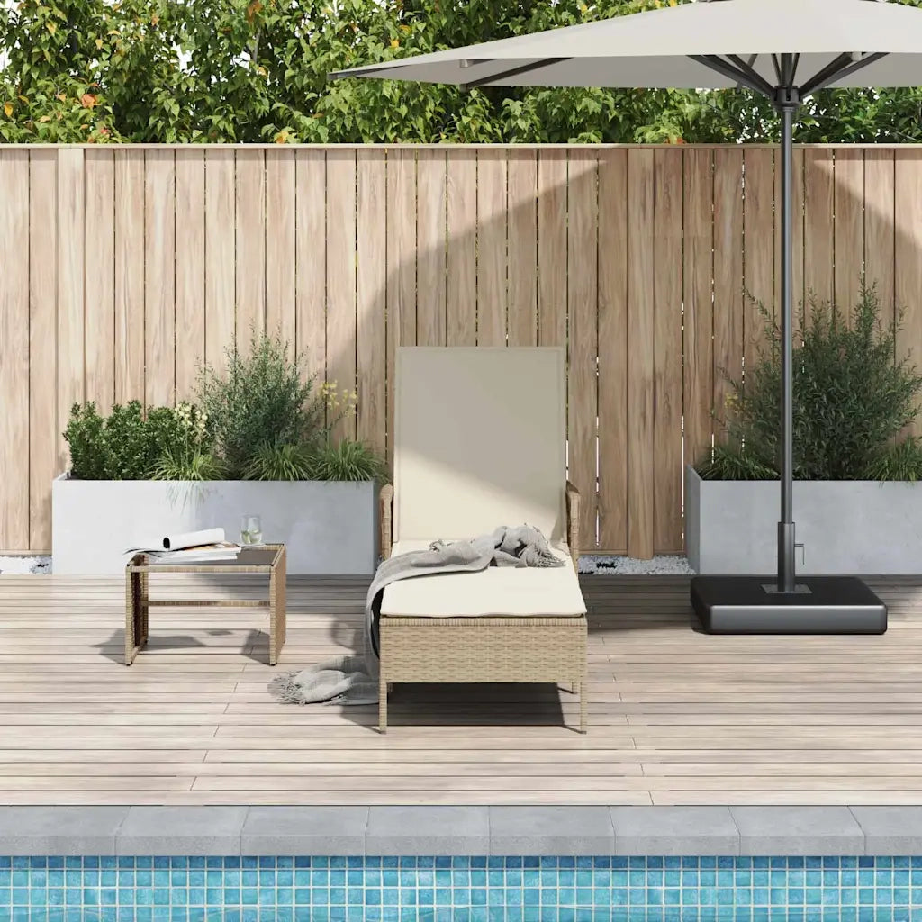 Lettino da sole Beige e Bianco Crema 200 x 55 x 92 cm 365429