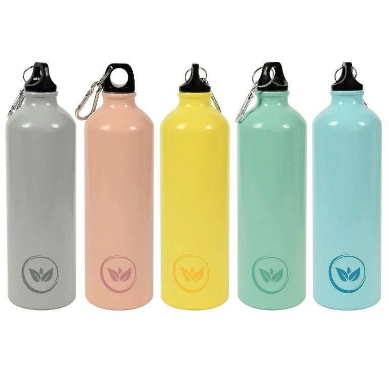 1 Pezzo Borraccia Termica in Alluminio con Moschettone Leaf 750 ml 5 Colori