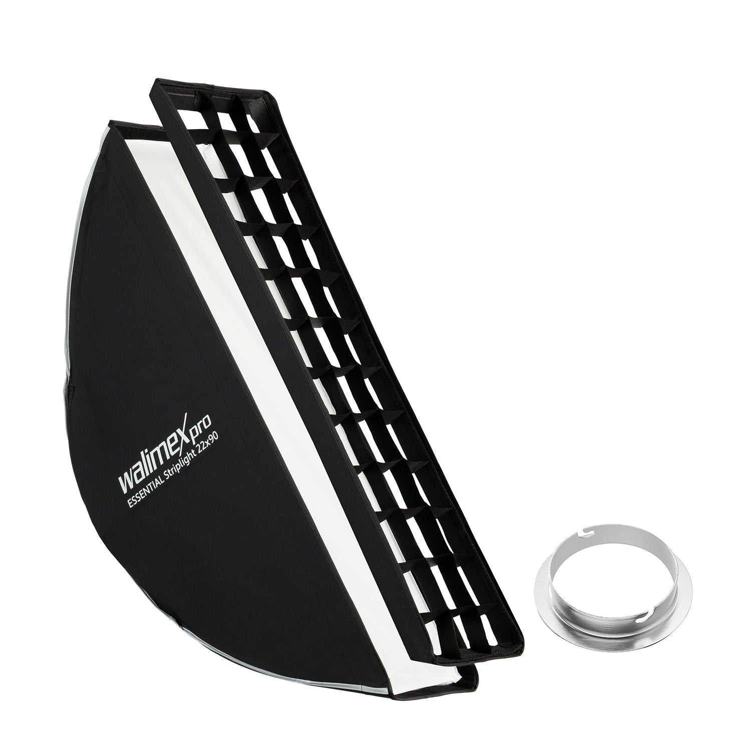 Essential Striplight Softbox 22x90cm + adattatore softbox per Elinchrom (diametro esterno: 15,2 cm), ruotabile a 360°, facile da montare, griglia inclusa, adattatore Bowens e borsa