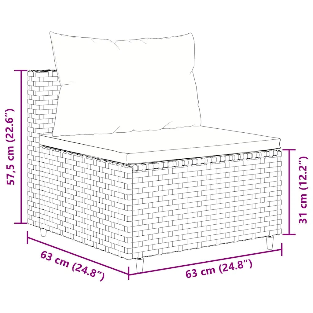 Set Divani da Giardino 4 pz con Cuscini Nero in Polyrattan 3308456