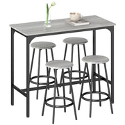 Set Tavolo Bar e 4 Sgabelli ¨C Xylo ¨C Metallo Grigio e Nero Stile Industriale