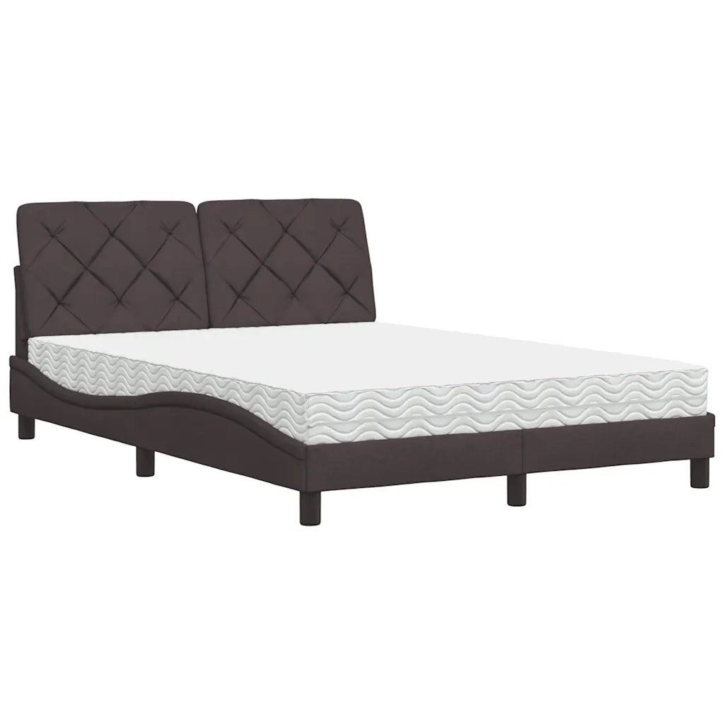 Letto con Materasso Marrone Scuro 120x200cm Tessuto