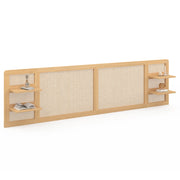 IDMarket - EDHEN 240 CM cabecero de caña y madera con estantes de cabecera
