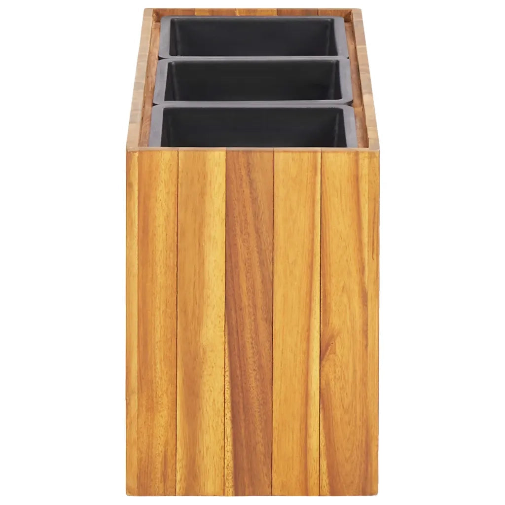 Letto Rialzato da Giardino con 3 Vasi in Legno Massello d'Acacia 46572