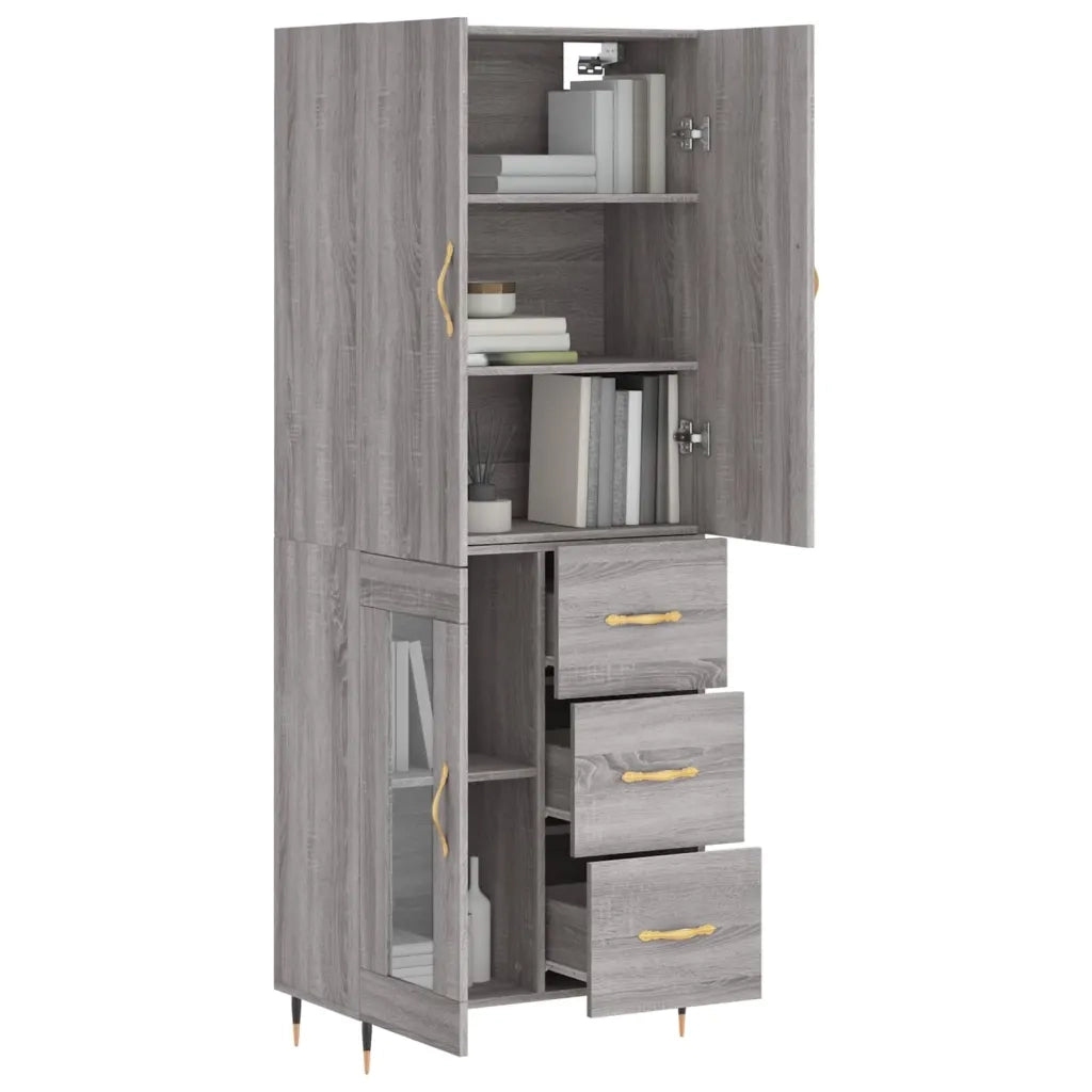 vidaXL Credenza Grigio Sonoma 69,5x34x180 cm in Legno Multistrato