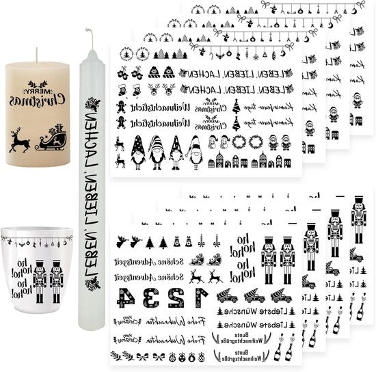 Decorazioni per candele per Natale - Stickers per candele Natale - Tatto per candele per Natale - Decorazioni per candele - Regalo DIY - Citazioni per candele - Decorazioni per tazza - Natale (8 pezzi)