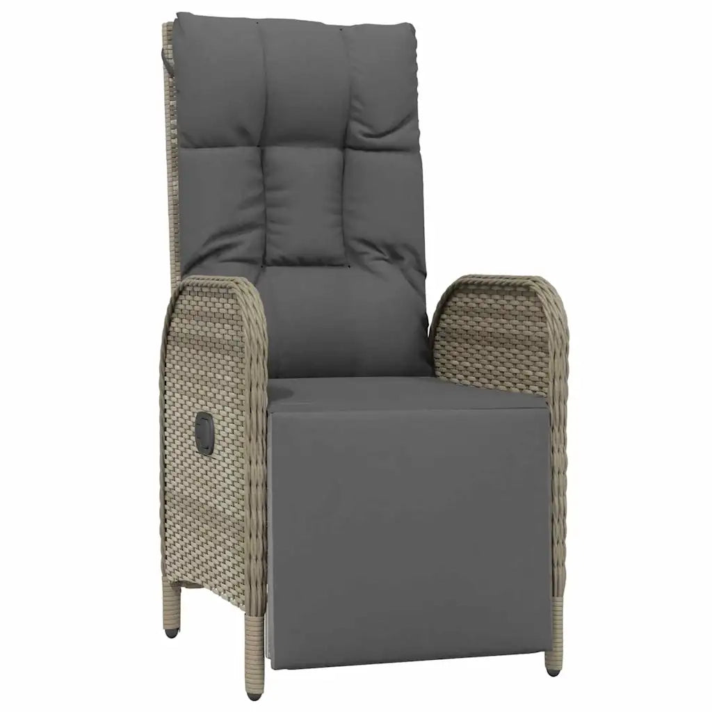 Set da Pranzo per Giardino con cuscino 3 pcs Grigio polyrattan