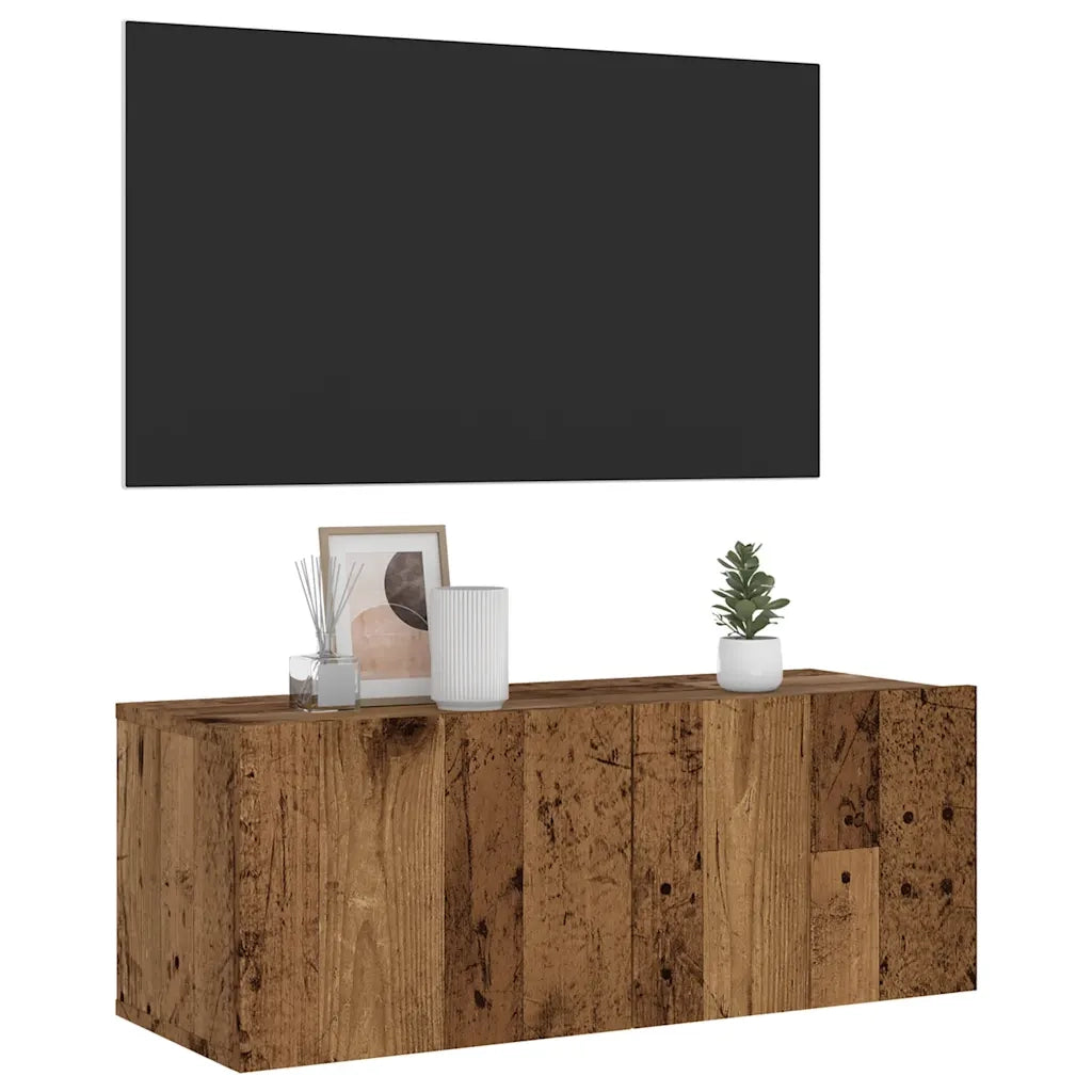 Mobile TV a Parete Legno Antico 80x30x30 cm in Truciolato 856016