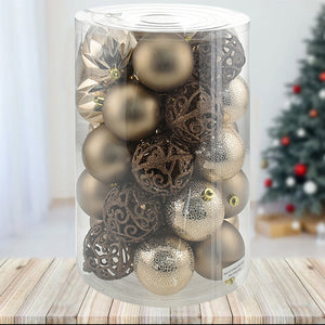 Set 34 Palle di Natale Sfere Palline Natalizie 8 cm Ambra Decorazioni Albero