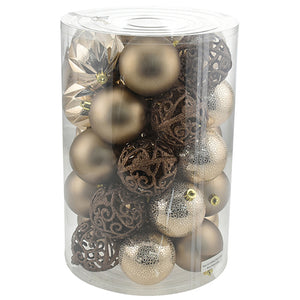 Set 34 Palle di Natale Sfere Palline Natalizie 8 cm Ambra Decorazioni Albero