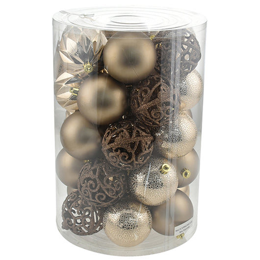 Set 34 Palle di Natale Sfere Palline Natalizie 8 cm Ambra Decorazioni Albero