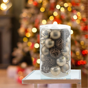 Set 34 Palle di Natale Sfere Palline Natalizie 8 cm Ambra Decorazioni Albero