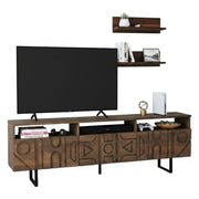 Mobile porta TV Barete, Credenza da soggiorno, Armadio basso per TV, Base parete attrezzata, 170x30h40 cm, Noce