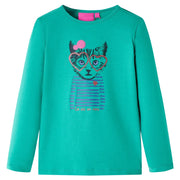 Maglietta Bambina Maniche Lunghe Verde Brillante 128cod mxl 93239