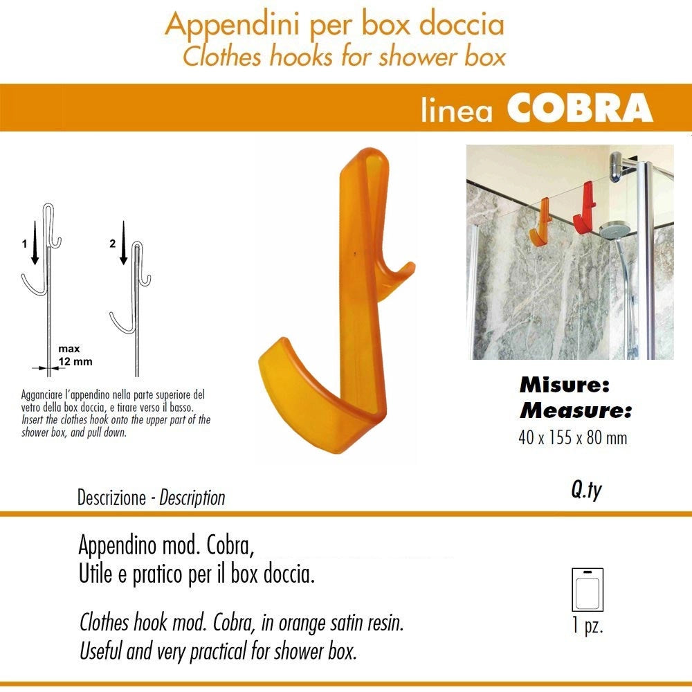 Pika' 1 appendino per box doccia cobra satinato gialla 15,5 centimetri accessorio bagno