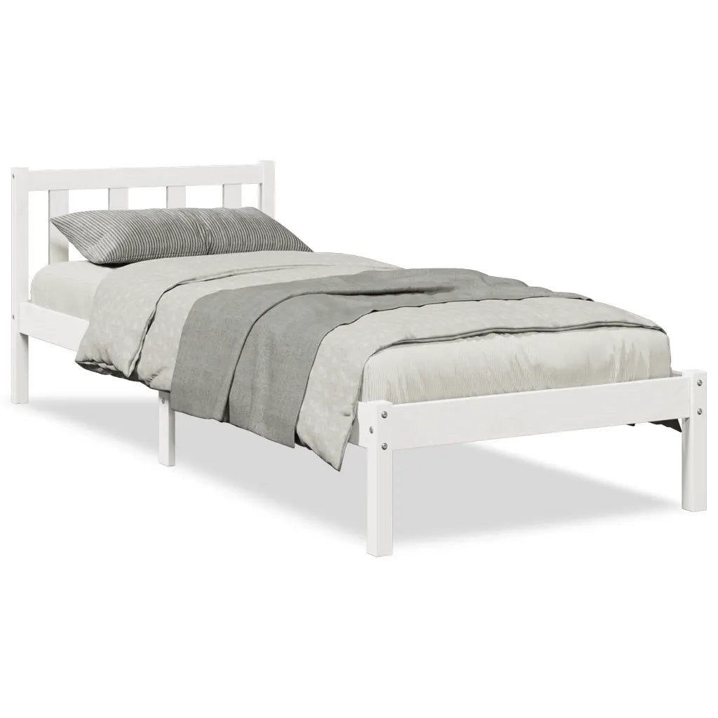 Letto Extra Lungo senza Materasso-Struttura Letto Bianco 90x210 cm in Pino 144270