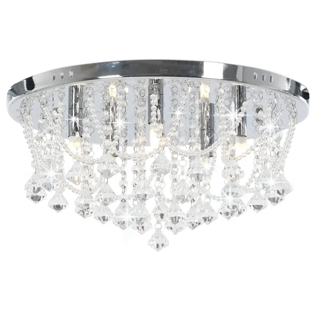 Lampadario Perle di Cristallo Argento Rotondo 4  Lampadine G9cod mxl 79198