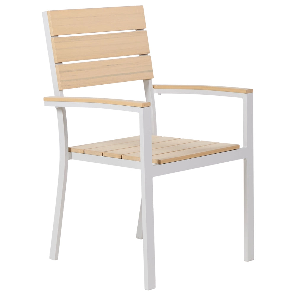 Set di 6 sedie da giardino beige e alluminio bianco resistenti agli agenti atmosferici