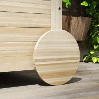 Baule da Esterno 185L a 2 Ruote con Telo Interno e Coperchio, in Legno di Abete, 110x50x50 cm, color Legno