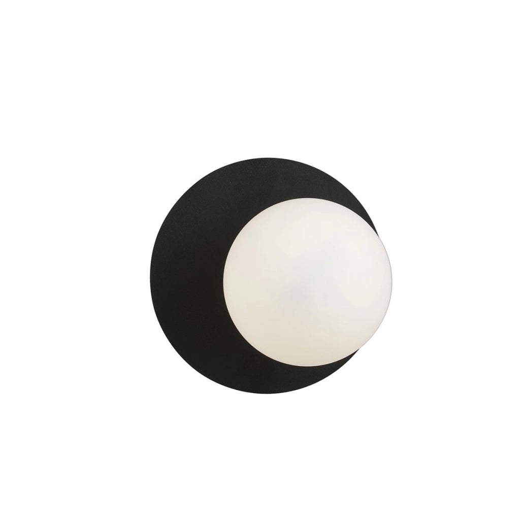 Lampada da parete Oslo in acciaio nero e vetro opalino