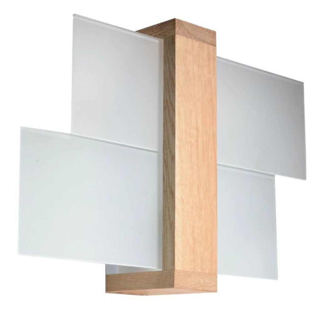 Applique REBIRD 1 legno chiaro vetro bianco E27 Pure Lume