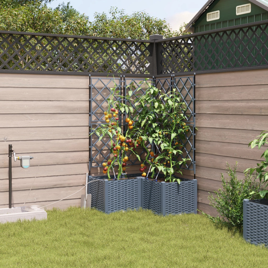 Vasi da Giardino con Sistema di Irrigazione 3 pz Grigio Chiaro