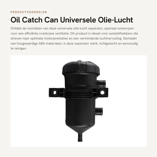 Cattura Olio Universale in Acciaio Inossidabile - Ventilazione del Cassetto di Accensione - Alta Qualità ABS - Leggero - Aperture di Ingresso/Sfogo di 25 mm - Separatore di Olio