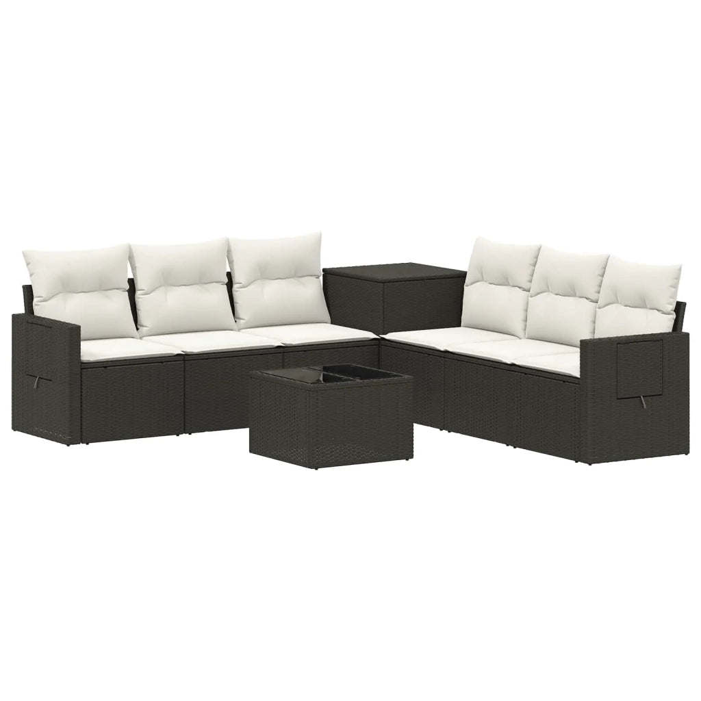 Set di divani 8 pz Nero e Bianco Crema 3448369