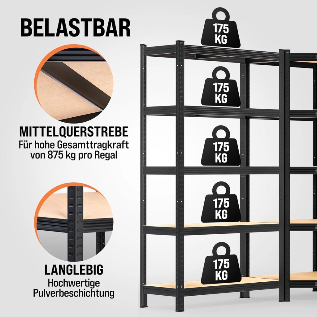 ® Scaffale Angolare Metallo 2625kg 15 Ripiani MDF Scaffalatura Metallica Scaffale Alta Portata Angolo Scaffali