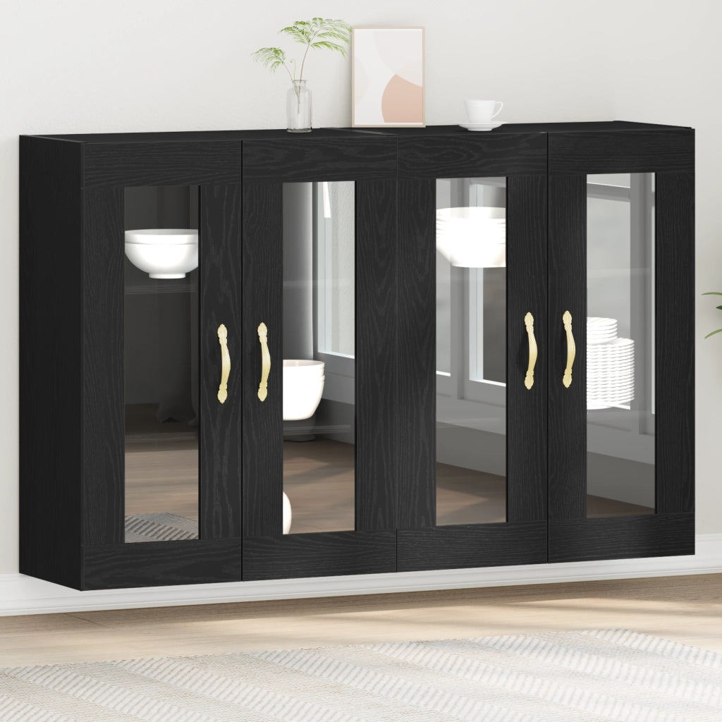 Armadi a Muro 2 pcs Rovere Nero 69,5x34x90 cm Legno Ingegnerizzato
