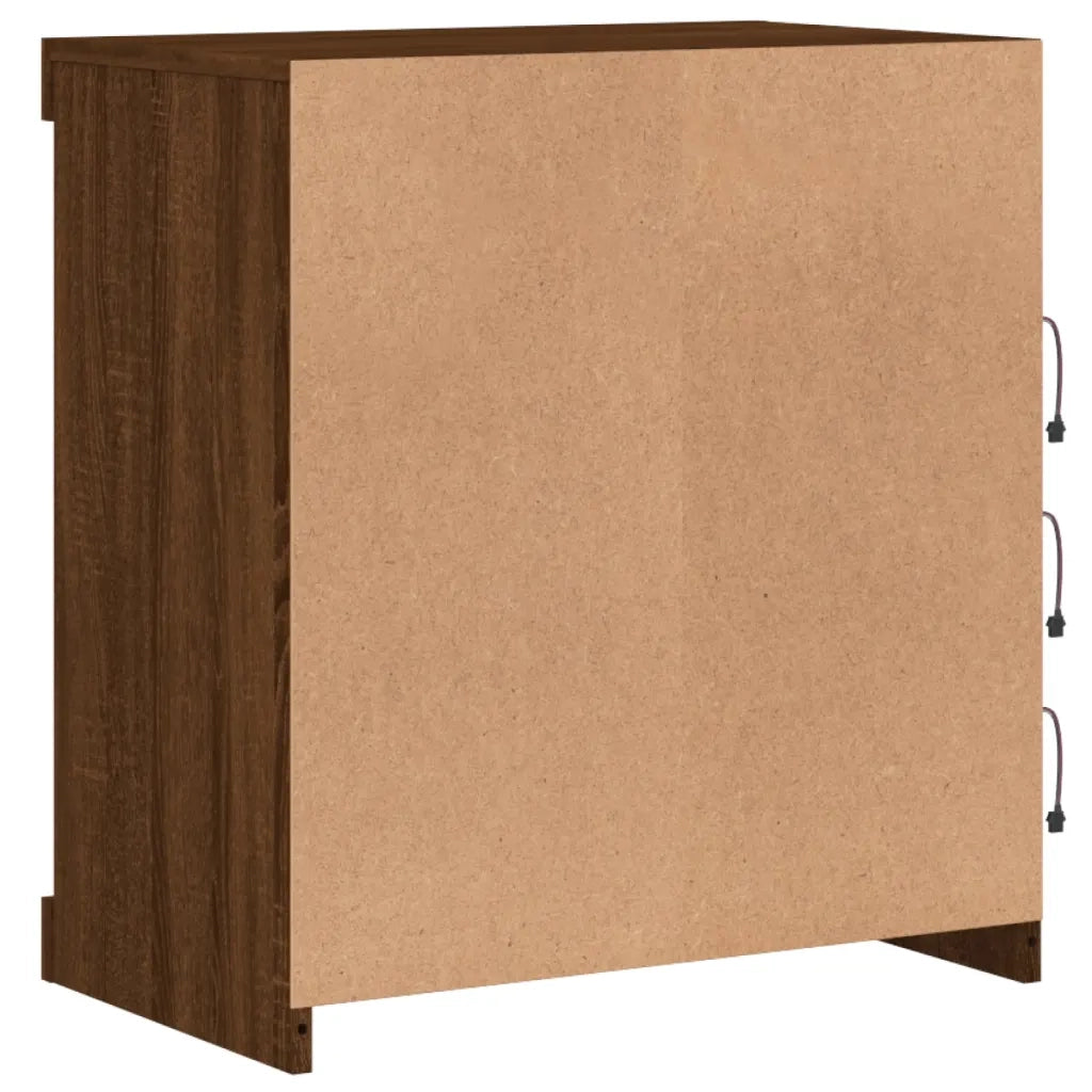 Credenza | Madia | Buffet da pranzo | Armadio da pranzo con Luci LED Rovere Marrone 60,5x37x67 cm