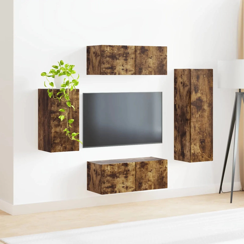 Set mobile TV 4 pcs Rovere fumé Legno multistrato
