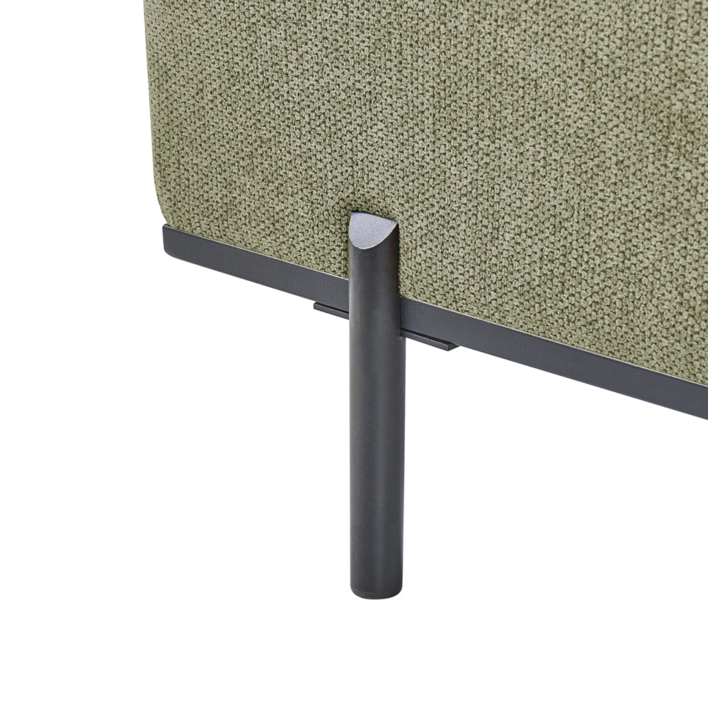 Chaise Lounge a destra Verde in finto lino Stile minimalista Gambe in metallo Chaise da salotto
